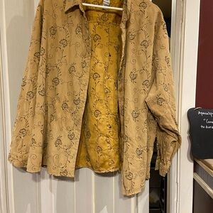 August autumn Floral Embroidered Tan Blouse